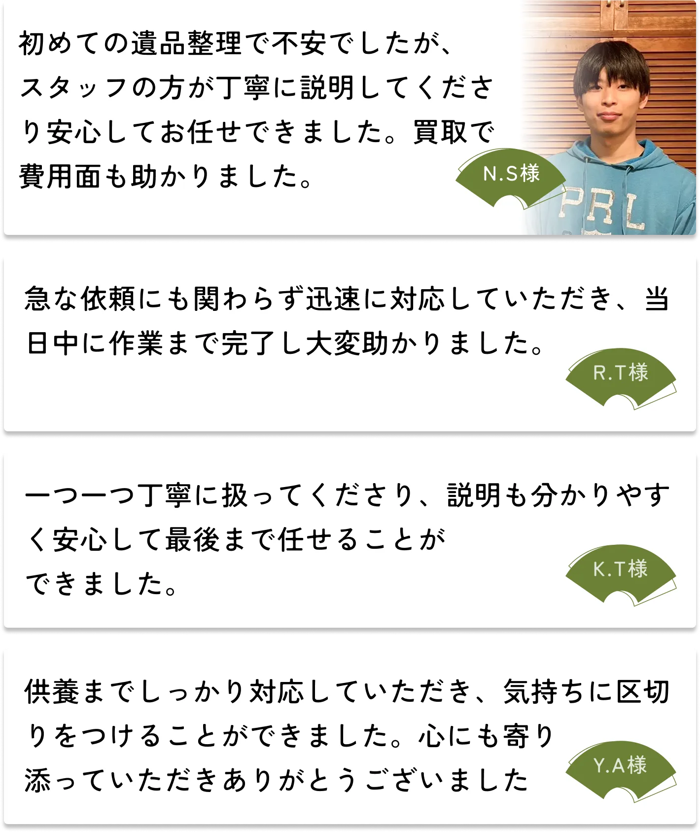 お客様の声の項目